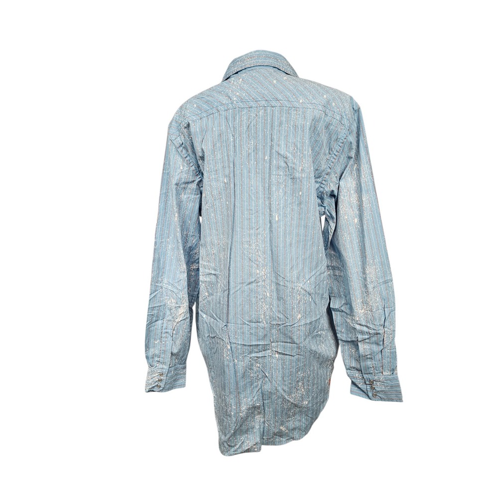 Hypnotic Genes Mens XL Blue Splatter Stripe Pearl Snap Shirt HYP0014 NWT D105 - Picture 5 of 9